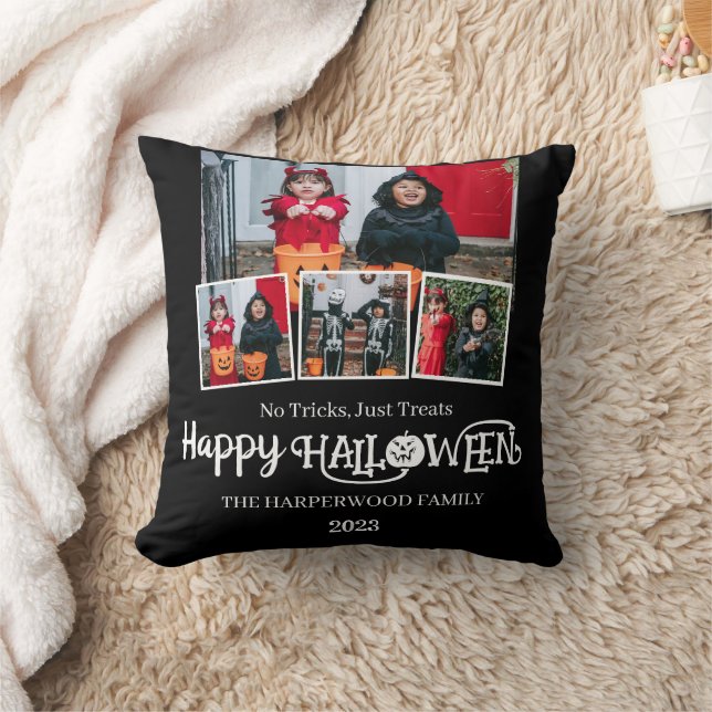 Boo pumpkin jack-o-lantern Halloween Photo Collage Cushion (Blanket)