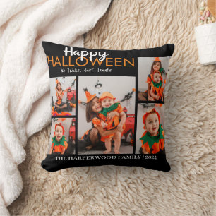 Boo pumpkin jack-o-lantern Halloween Photo Collage Cushion