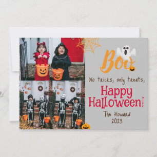 Boo pumpkin jack-o-lantern Halloween Photo Collage Holiday Card