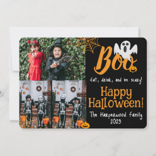 Boo pumpkin jack-o-lantern Halloween Photo Collage Holiday Card