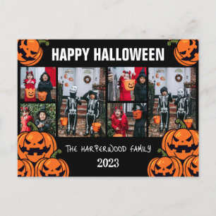 Boo pumpkin jack-o-lantern Halloween Photo Collage Holiday Postcard