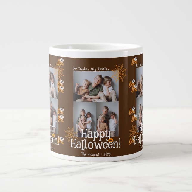 Boo pumpkin jack-o-lantern Halloween Photo Collage Large Coffee Mug (Front)