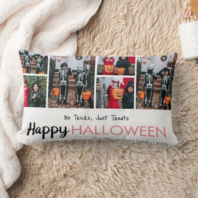 Boo pumpkin jack-o-lantern Halloween Photo Collage Lumbar Cushion (Blanket)