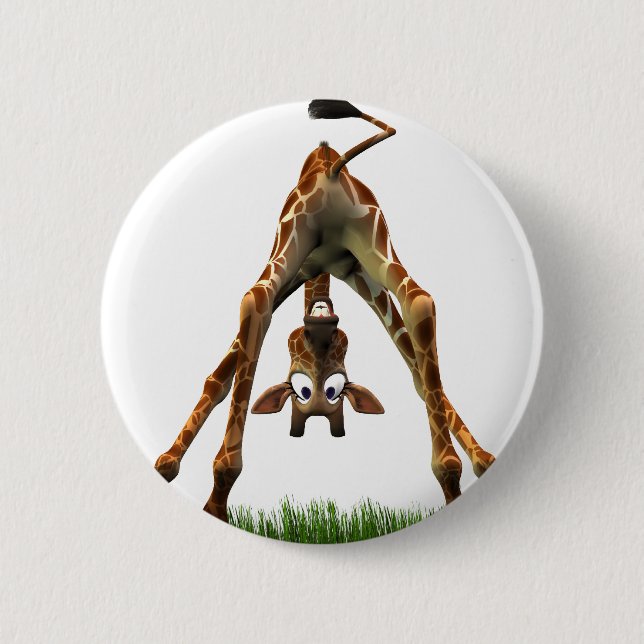 Boo! Says Olympia Giraffe. 6 Cm Round Badge (Front)