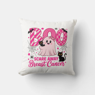 Boo Scare Away Breast Cancer Cute Ghost And Cats Cushion