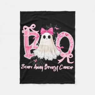 Boo Scare Away Breast Cancer Halloween Lace Ghost  Fleece Blanket
