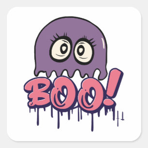 Boo scary square sticker