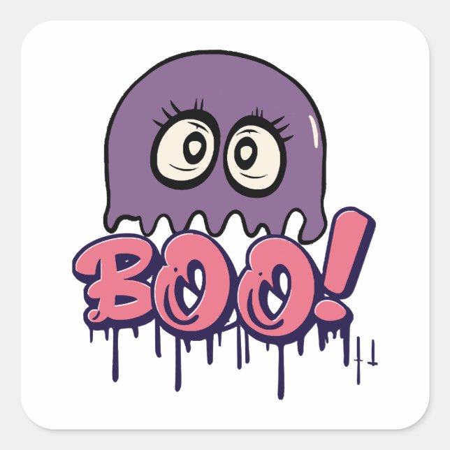 Boo scary square sticker (Front)