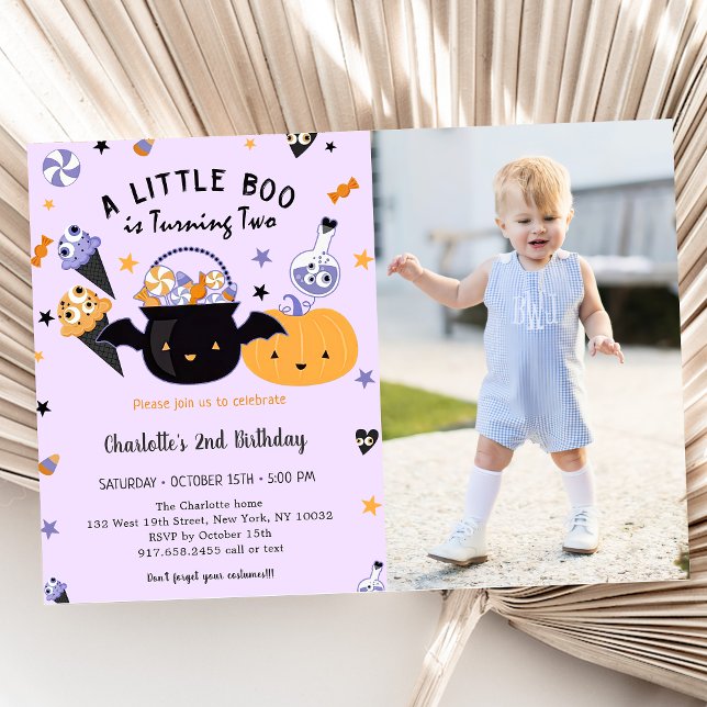 Boo Second Birthday  A Little Boo Is Turning Two Invitation (Creator Uploaded)