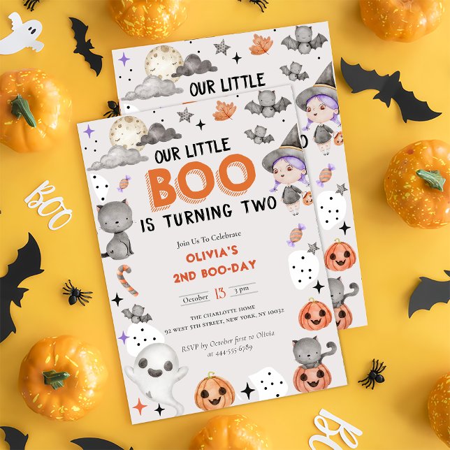 Boo Second Birthday Our Little Boo Is Turning Two Invitation (Creator Uploaded)