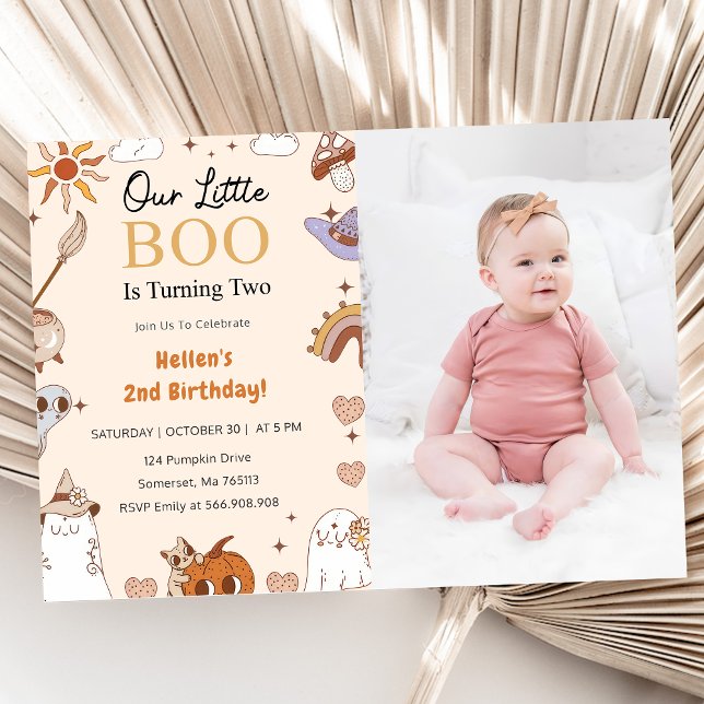 Boo Second Birthday Our Little Boo Is Turning Two Invitation (Creator Uploaded)