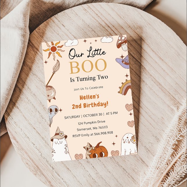 Boo Second Birthday Our Little Boo Is Turning Two Invitation (Creator Uploaded)