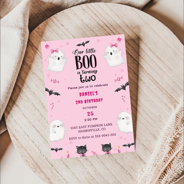Boo Second Birthday Our Little Boo Is Turning Two Invitation (Creator Uploaded)