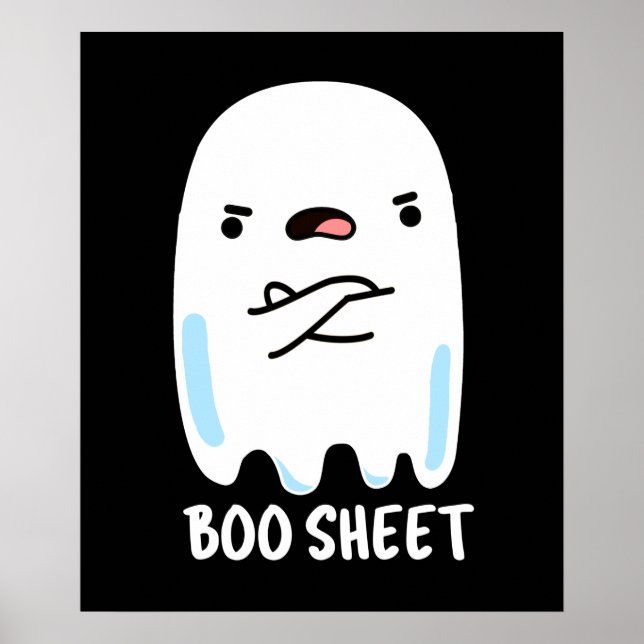 Boo Sheet Funny Halloween Ghost Pun Dark BG Poster (Front)