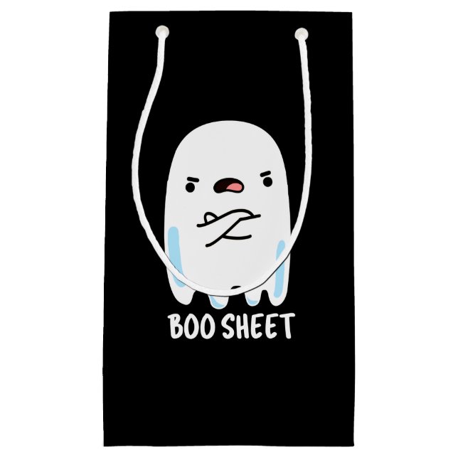 Boo Sheet Funny Halloween Ghost Pun Dark BG Small Gift Bag (Front)