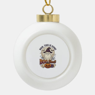 Boo Sheet Ghost Pumpkin Halloween Moon Cauldron Ceramic Ball Christmas Ornament