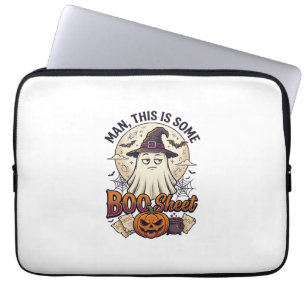 Boo Sheet Ghost Pumpkin Halloween Moon Cauldron Laptop Sleeve