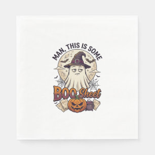 Boo Sheet Ghost Pumpkin Halloween Moon Cauldron Napkin