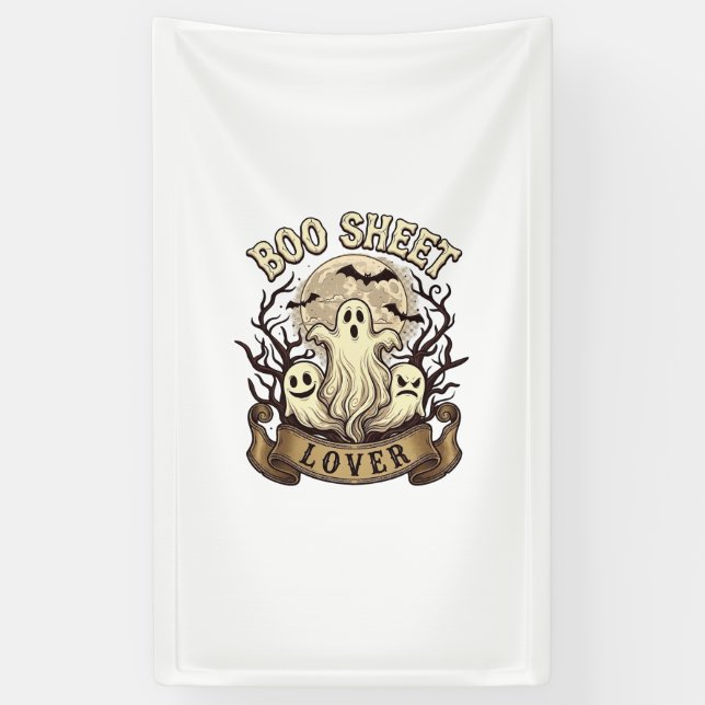 Boo Sheet Lover Halloween Ghosts Moon Bats_1 Banner (Vertical)