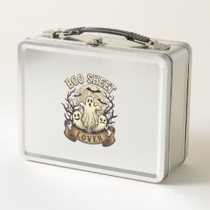 Boo Sheet Lover Halloween Ghosts Moon Bats_1 Metal Lunch Box