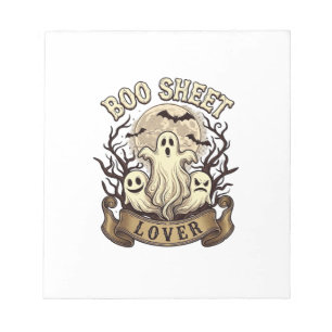Boo Sheet Lover Halloween Ghosts Moon Bats_1 Notepad