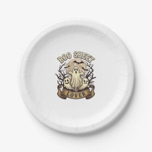 Boo Sheet Lover Halloween Ghosts Moon Bats_1 Paper Plate