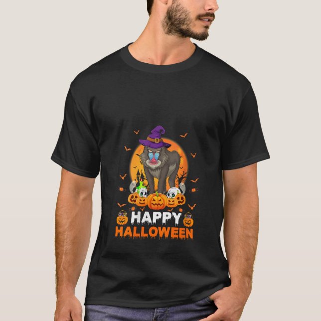 Boo Sheet Scary Ghost Pumpkin Moon Witch Baboon Ha T-Shirt (Front)