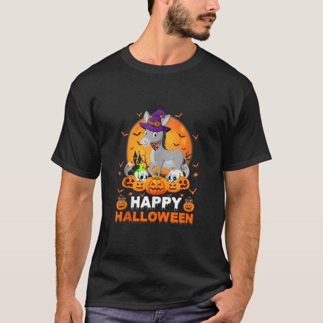 Boo Sheet Scary Ghost Pumpkin Moon Witch Mule Hall T-Shirt (Front)