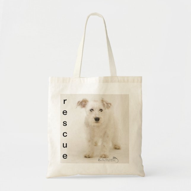 Boo, shelter dog on canvas shopping bag (Front)