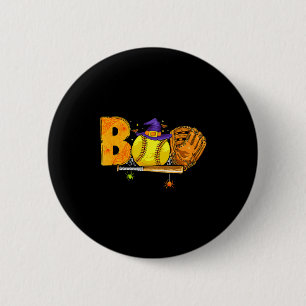 Boo Softball Player Catcher Tcher Funny Halloween  6 Cm Round Badge