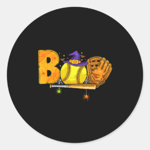 Boo Softball Player Catcher Tcher Funny Halloween  Classic Round Sticker