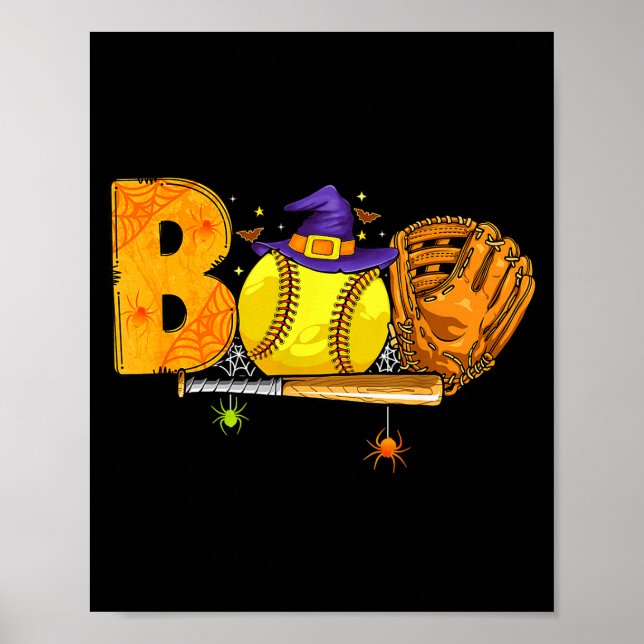 Boo Softball Player Catcher Tcher Funny Halloween  Poster (Front)