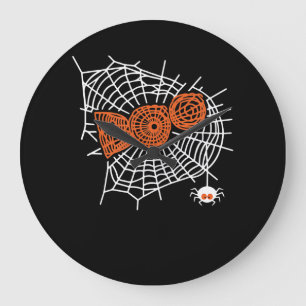Boo Spider Web Funny Cute Spider Web Graphic Large Clock