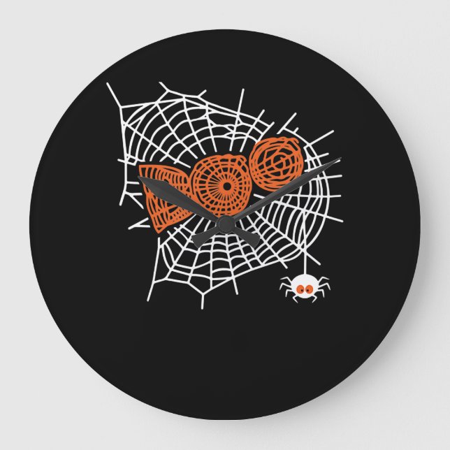 Boo Spider Web Funny Cute Spider Web Graphic Large Clock (Front)