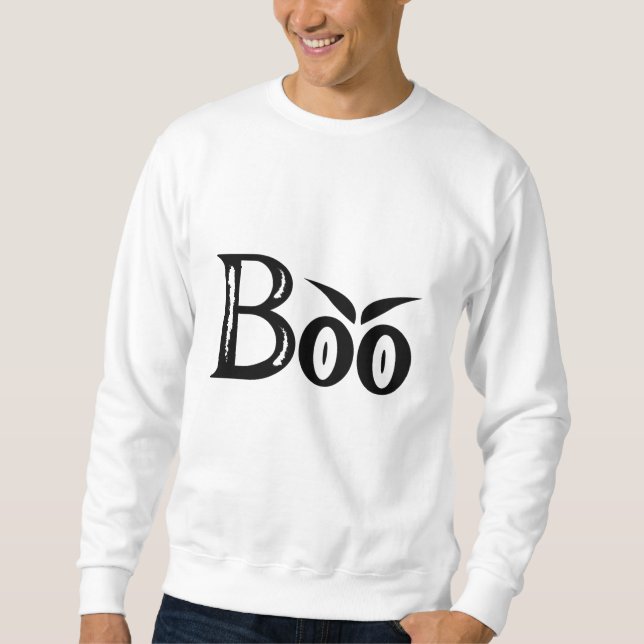 BOO Spooky Halloween Scary Eyes Sweatshirt (Front)