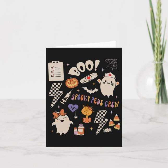 Boo Spooky Peds Crew Ghost Paediatrics Nurse Hallo Card (Front)