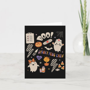 Boo Spooky Peds Crew Ghost Pediatric Nurse Hallowe Card
