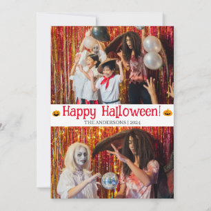 Boo Spooky Pumpkins Halloween Family 2 Photo Holiday Card