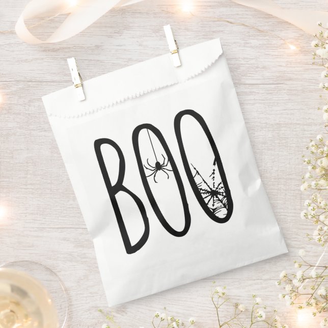 BOO Spooky Spider Halloween Favour Bags (Clipped)