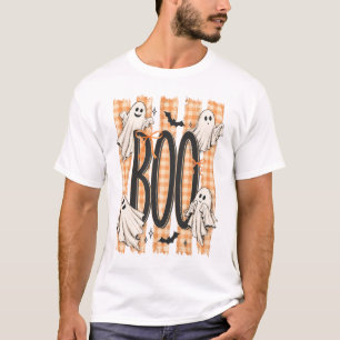 Boo Spooky Striped Halloween Ghost Coquette Hallow T-Shirt