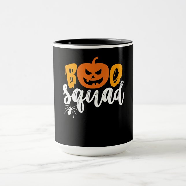 Boo Squad - Funny Pumpkin Spider Halloween Mug (Center)
