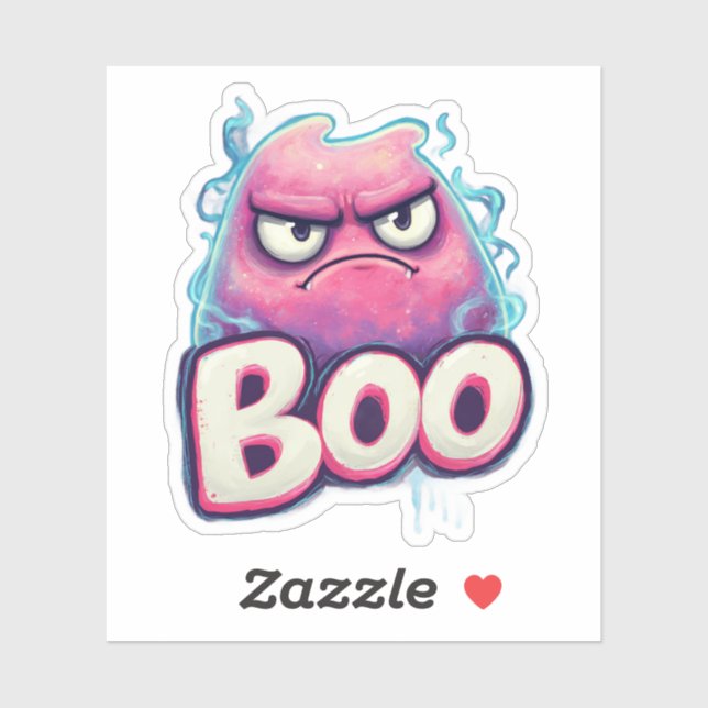  Boo Sticker | Cute Grumpy Ghost Decal | Funny Spo (Sheet)