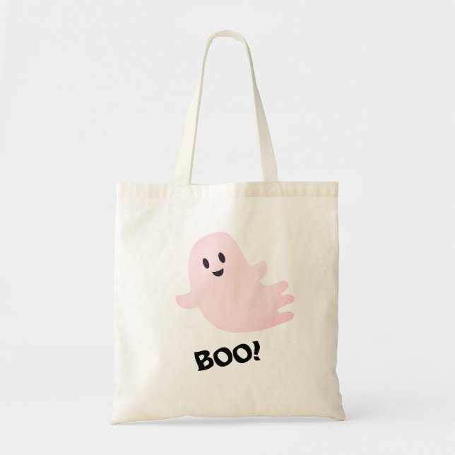 Boo Sweet Pink Ghost Halloween Tote Bag (Front)