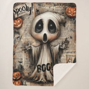 BOO-tanical Bloom: The Ghost Who Cried Autumn Sherpa Blanket