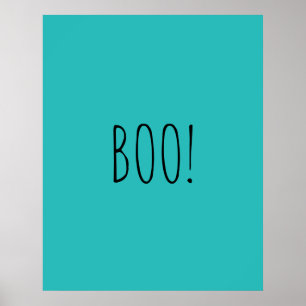 Boo teal spooky typography minimalist Halloween Poster