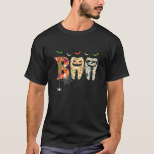 Boo Teeth Pumpkin Dentist Dental Hygienist Hallowe T-Shirt