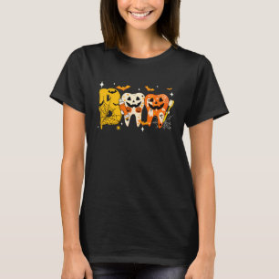 Boo Teeth Pumpkin Dentist Dental Hygienist Hallowe T-Shirt