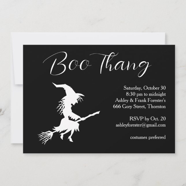 Boo Thang Flying Witch Halloween Party Invitation (Front)