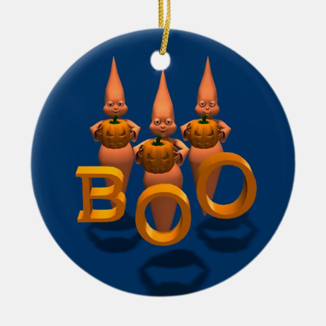Boo! Three Cute Ghosties Ceramic Tree Decoration (Front)