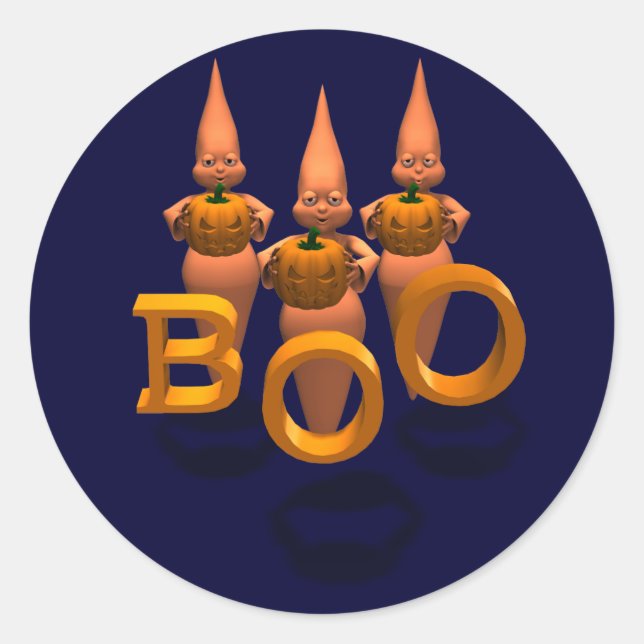 Boo! Three Cute Ghosties Classic Round Sticker (Front)